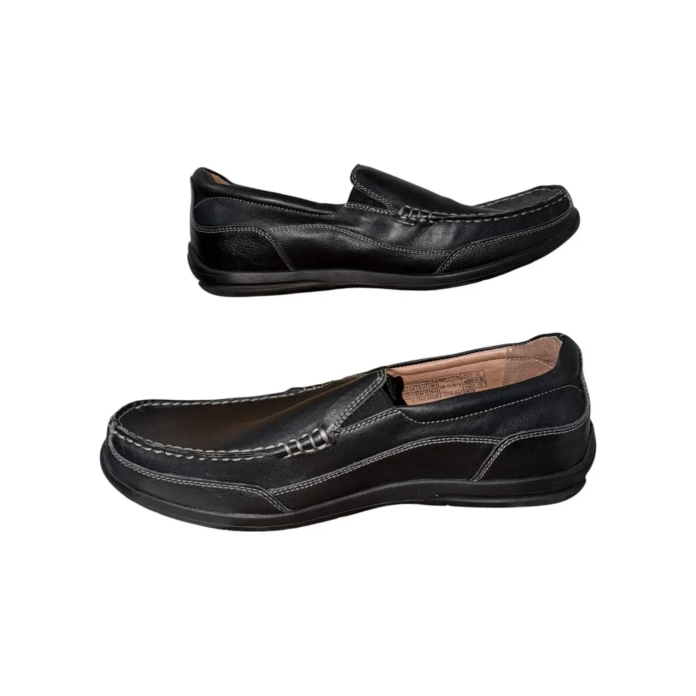Vionic Preston Leather Loafers‎ Men's 11.5 Black Slip On Comfort Shoes